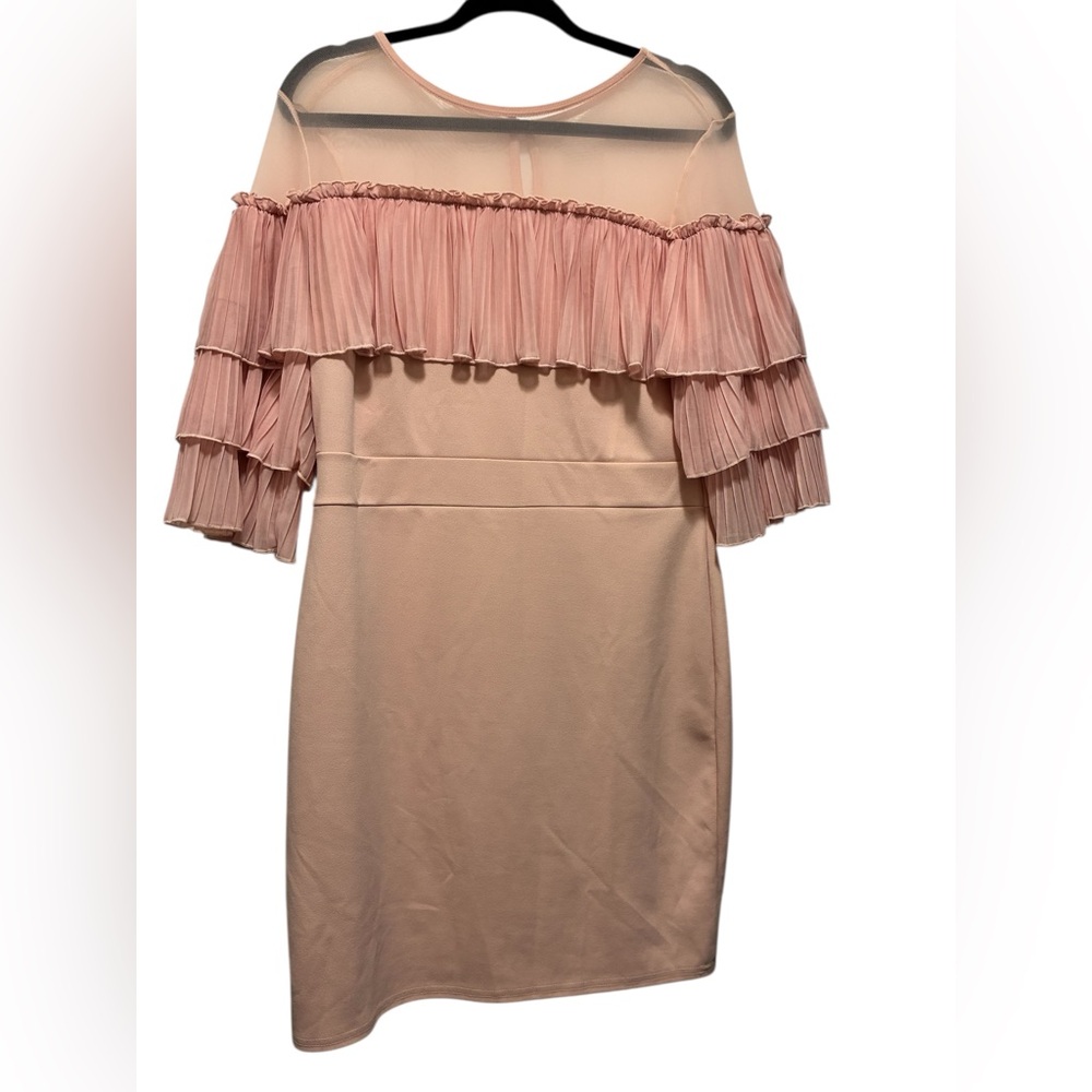 Venus brand. Peach Sheer Top Ruffle Details Dress. Size Large.